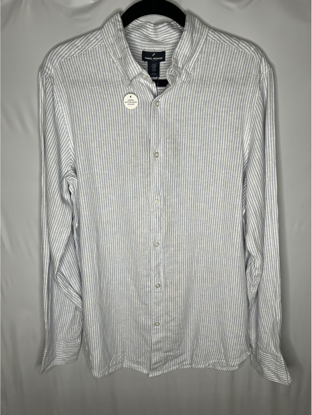 NWT Daniel Hechter Men's Blue/White Striped Button Down Shirt Size Medium